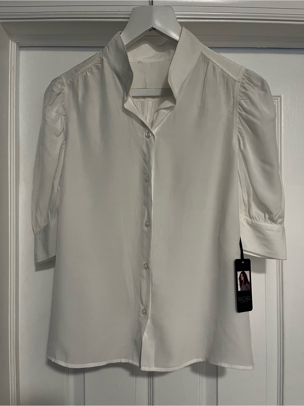 White Short Sleeve Button-Down Shirt